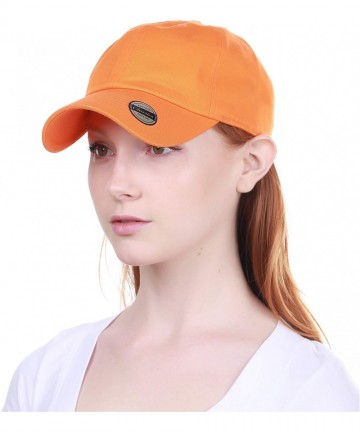 Baseball Caps Dad Hat Adjustable Plain Cotton Cap Polo Style Low Profile Baseball Caps Unstructured - Orange - C812FOW5NLB $1...