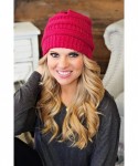 Skullies & Beanies Beanie Hats Women Pom Pom Slouchy Knit Skull Cap Winter Warm Hair Accessories - Ruby Red - C018AHQ98MG $13.97