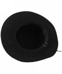 Fedoras Women's 100% Wool Solid Color Panama Flat Fedora Cloche Hat Black - C5124H4N8OB $23.25