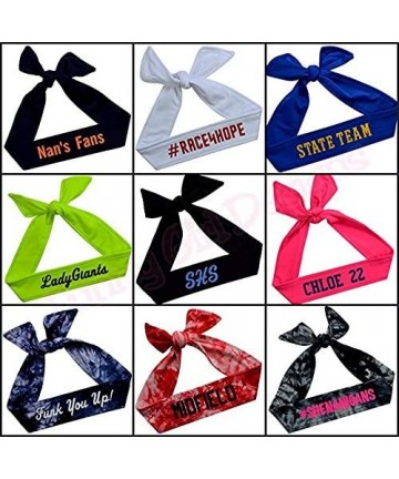 Headbands Tie Back Sport Headband with Your Custom Team Name or Text in Vinyl - White - CB12M1O9RJJ $16.49