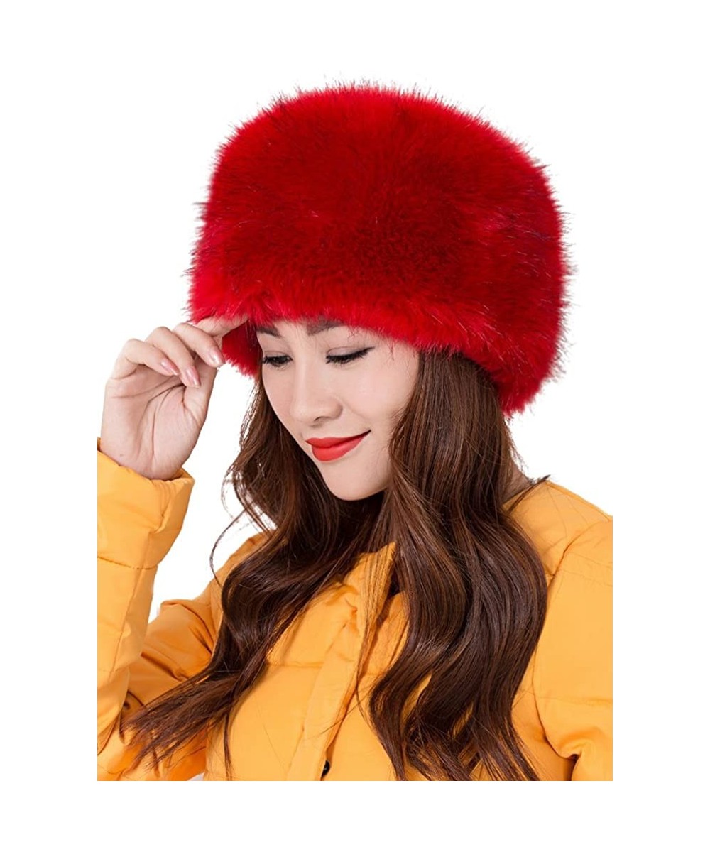 Skullies & Beanies Women's Warmth Furry Russian Winter Beanie Hat - Red - CQ12NACWHLV $30.15