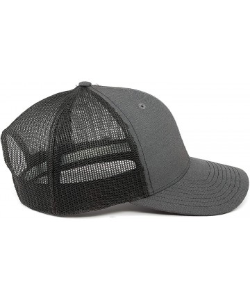 Baseball Caps USA 'Midnight Glory' Dark Leather Patch Hat Curved Trucker - One Size Fits All - Charcoal/Black - CD18IGQE857 $...