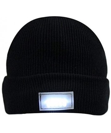 Skullies & Beanies 5 LED Knit Flash Light Beanie Hat Cap for Night Fishing Camping Handyman Working - Black - CZ12O4MLFMV $12.67