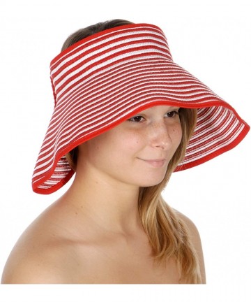 Visors Sun Visor Beach Golf Protection Cap Women Summer Beach Hat- Outdoor Sports - Stripe Brim Red - CE18NUQKA3L $19.28