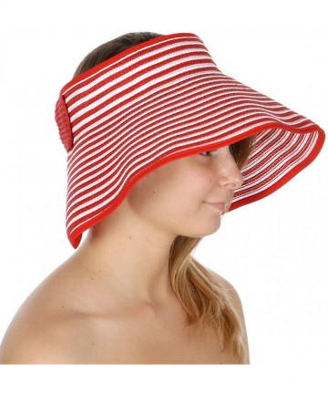 Visors Sun Visor Beach Golf Protection Cap Women Summer Beach Hat- Outdoor Sports - Stripe Brim Red - CE18NUQKA3L $14.46
