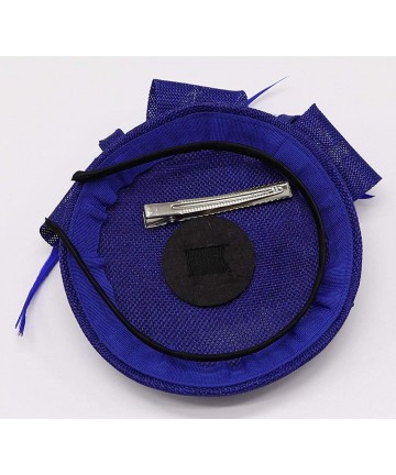 Berets Womens Fascinator Hat Sinamay Pillbox Flower Feather Tea Party Derby Wedding Headwear - A Royal Blue - CF18TXUQOW2 $14.09