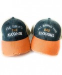 Baseball Caps Set of 2 I'll Bring The Alcohol/Bad Decisions Navy Blue and Orange Distressed - C918CL0EXZN $40.36