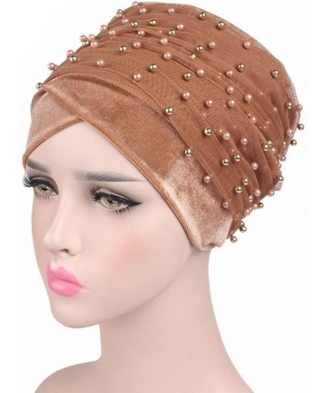 Skullies & Beanies Womens Removable Bowknot Hijab Turban Dual Purpose Cap - Khaki1 - CW18DI9QSKO $22.64