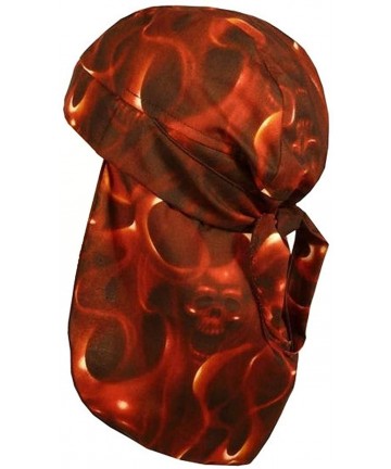 Skullies & Beanies Desert Skull Cap Biker Style Headwraps Doo - Ghost Skulls-Red - CZ12ELBKBIB $18.23