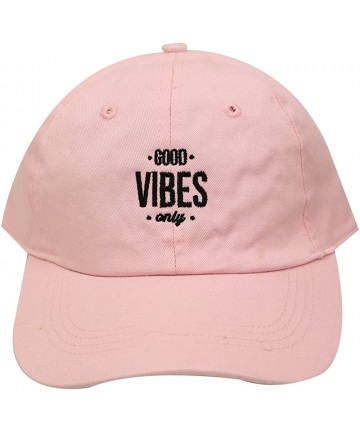 Baseball Caps Good Vibes Only Cotton Baseball Caps - Pink - CT184ANY5M4 $17.58