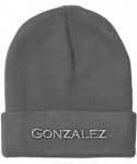 Skullies & Beanies Custom Beanie for Men & Women Gonzalez Last Name Spanish Embroidery Acrylic - Light Grey - CY18ZWQG0UX $18.27
