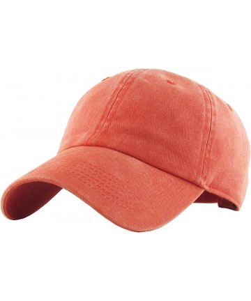 Skullies & Beanies Classic Washed Pigment Cotton Dad Hat Adjustable Unconstructed Plain Cap - 12- Blaze Orange - C318GDUMKUC ...