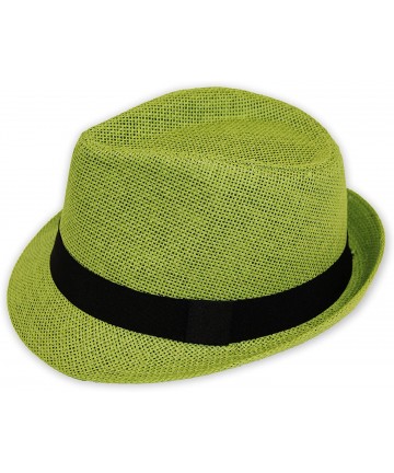 Fedoras Men/Women Straw Fedora Hat - Green - CI12EBOONV9 $20.26