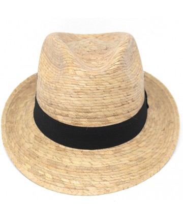 Fedoras Mexican Palm Leaf Straw Hat- Classic Cuban Style Upturn Brim Fedora for Men - CU185YM8EMA $33.61