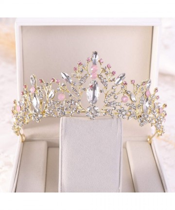 Headbands Baroque Bridal Rhinestone Headbands Accessories - Gold Pink - CU18W4K0WYN $39.97
