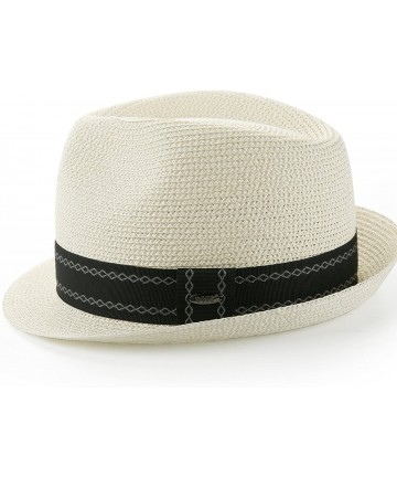 Fedoras Unisex Fedora Straw Sun Hat Paper Summer Short Brim Beach Jazz Cap - Ivory - CY18CLSYUEA $30.92
