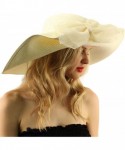 Sun Hats Flip Up Bow Floppy Wide Brimmed 7"+ Summer Derby Beach Dressy Sun Hat - Ivory - CL17WXCE2C0 $54.64