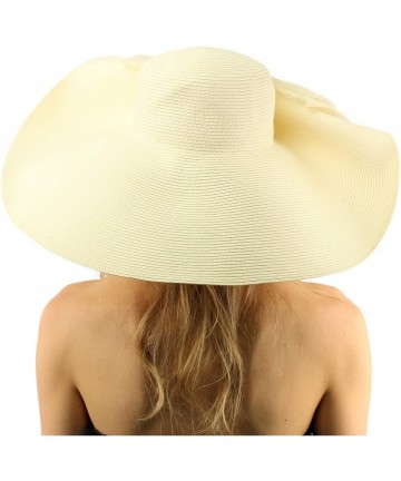 Sun Hats Flip Up Bow Floppy Wide Brimmed 7"+ Summer Derby Beach Dressy Sun Hat - Ivory - CL17WXCE2C0 $54.64