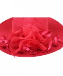 Sun Hats Women's Organza Church Kentucky Derby Hat Floral Ribbon Fascinator Bridal Tea Party Wedding Hat - Red - CT18ZA84H9O ...