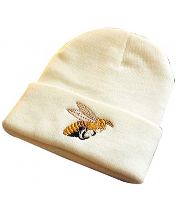 Skullies & Beanies Men's Winter ski Cap Knitting Skull hat - Bee White - C4187T7Y0D7 $16.41