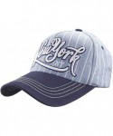 Baseball Caps Washed Newyork Fitted Casual Rookies Patch Precurved Baseball Cap - Blue 010 - CG18NCQ4QZX $17.39