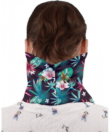 Headbands Womens Fashion Face Mask Hibiscus Hawaii Flowers Floral Summer Tropic Tropical Leafs Face Covering Bandanas - C8198...