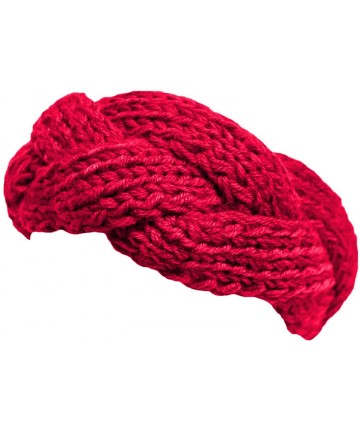 Cold Weather Headbands Soft Knit Braid Ear Covering Headband - Fuchsia - CL127ZVIYLZ $16.04