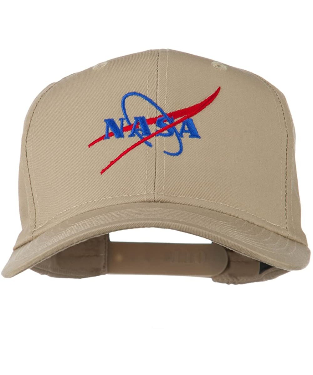 Baseball Caps NASA Logo Embroidered Cotton Twill Cap - Khaki - CD11Q3T4FPF $26.99