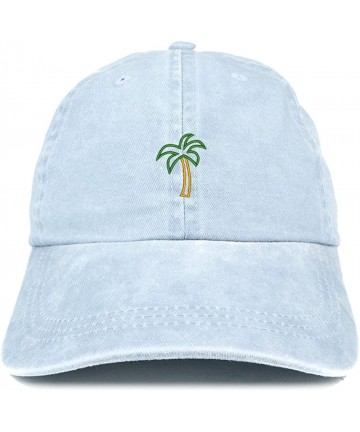 Baseball Caps Palm Tree Embroidered Washed Cotton Adjustable Cap - Light Blue - C4185LUM3SH $25.75