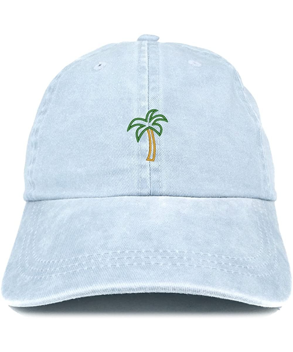 Baseball Caps Palm Tree Embroidered Washed Cotton Adjustable Cap - Light Blue - C4185LUM3SH $25.75