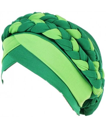 Skullies & Beanies Chemo Cancer Turbans Hat Cap Twisted Braid Hair Cover Wrap Turban Headwear for Women - Green - C118XMRWQG4...