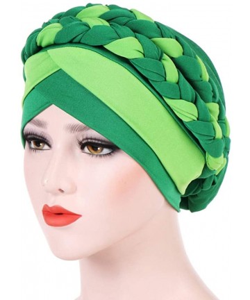 Skullies & Beanies Chemo Cancer Turbans Hat Cap Twisted Braid Hair Cover Wrap Turban Headwear for Women - Green - C118XMRWQG4...