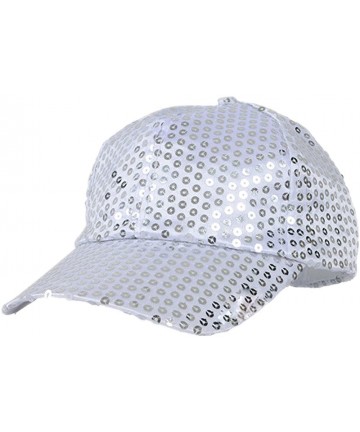 Baseball Caps Women Men Shining Sequin Baseball Hat Sequined Glitter Dance Party Cap Clubwear - Silver - C61827SWAXN $17.63
