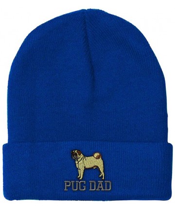 Skullies & Beanies Beanie for Men & Women Dog Pet Pug Dad Embroidery Acrylic Skull Cap Hat 1 Size - Royal Blue - CW18A90OA8Z ...