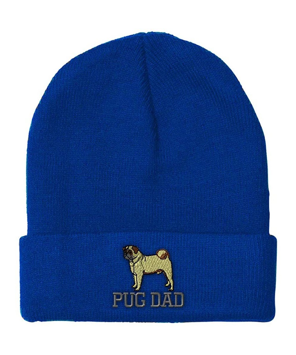 Skullies & Beanies Beanie for Men & Women Dog Pet Pug Dad Embroidery Acrylic Skull Cap Hat 1 Size - Royal Blue - CW18A90OA8Z ...