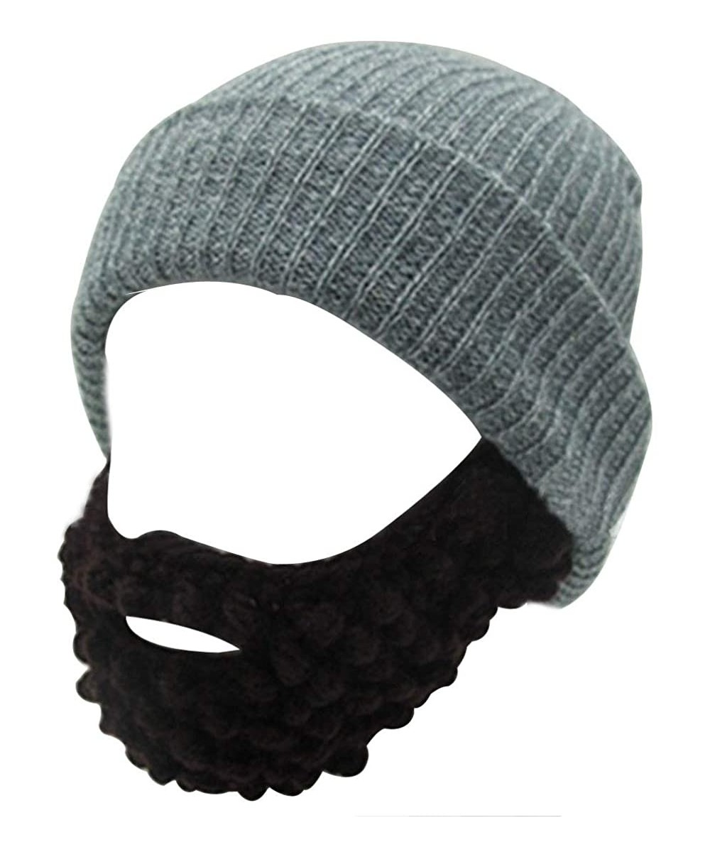 Skullies & Beanies Men Women Beard Hats Warm Winter Knitted Beanie Caps Ski Hat - Light Gray - CN187XTNZW2 $16.86