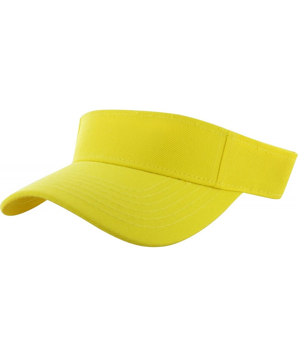 Visors Plain Men Women Sport Sun Visor One Size Adjustable Cap - Yellow - CZ11SD3Q51L $12.84