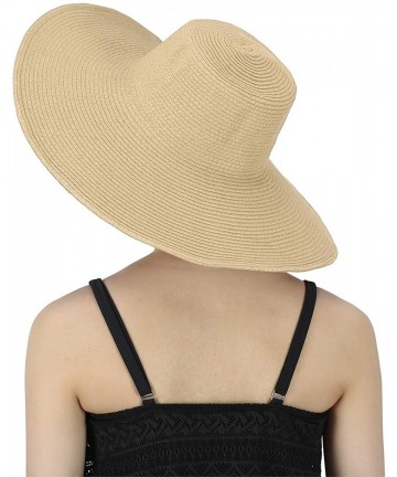 Sun Hats Sun Hats for Women - Wide Brim Beach Floppy Summer Hat for Girls - Beige - C811KY1IM2F $19.57