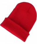 Skullies & Beanies Mens Thick Beanie Hats Solid Color Knit Soft Warm Unisex Beanie Cap - Black+red - C318M0C97AQ $14.43