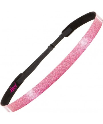 Headbands Adjustable Non Slip Smooth Glitter & Sports Headbands for Girls & Teens Multi Packs - Skinny Black & Pink 2pk - C01...