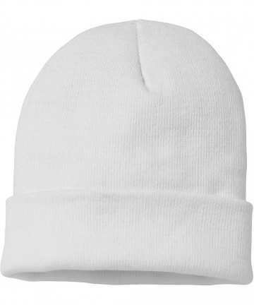 Skullies & Beanies Soft-Knit Turn Up Beanie Hat - Slouchy Beanie Hat - White - CD12O58W97C $10.48