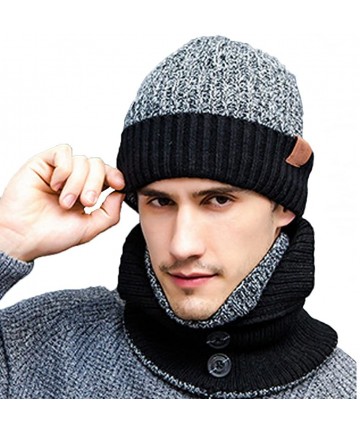 Skullies & Beanies 3-Pieces Winter Knit Hat Set Warm Beanie Hat + Scarf + Gloves Winter Set - Gray - C9186SXZIHZ $20.53