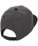 Baseball Caps Yupoong Premium Classic Snapback Hat - Flat Brim- Adjustable Ballcap w/Hat Liner - Dark Heather/Black - C718GYA...