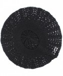 Berets Womens Knit Beanie Beret Hat Lightweight Fashion Accessory Crochet Cutouts - Black Net - CP18205S9RO $17.52