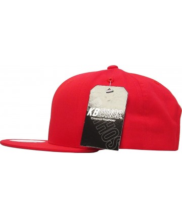 Baseball Caps Classic Snapback Hat Blank Cap - Cotton & Wool Blend Flat Visor - (2.9) Red - CM11KG9RIWF $15.02
