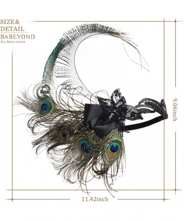 Headbands 1920s Flapper Peacock Feather Headband 20s Sequined Showgirl Headpiece - Style-4 - CJ182EX8C6S $21.72