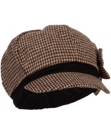 Newsboy Caps Women's Bow Trim Houndstooth Newsboy Hat - Brown Black - C418K2HD9TM $23.19