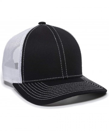 Baseball Caps Structured mesh Back Trucker Cap - Black/White - CL183CMUOKD $20.01