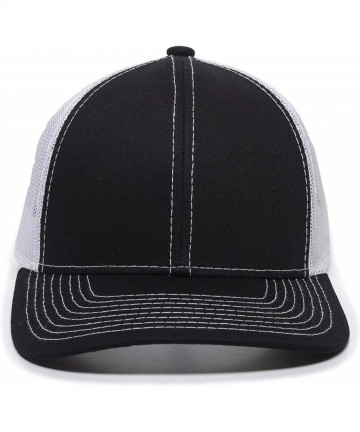 Baseball Caps Structured mesh Back Trucker Cap - Black/White - CL183CMUOKD $20.01