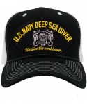 Baseball Caps US Navy - Deep Sea Diver Hat/Ballcap Adjustable One Size Fits Most - Mesh-back Black & White - CZ18SOOISM3 $35.08
